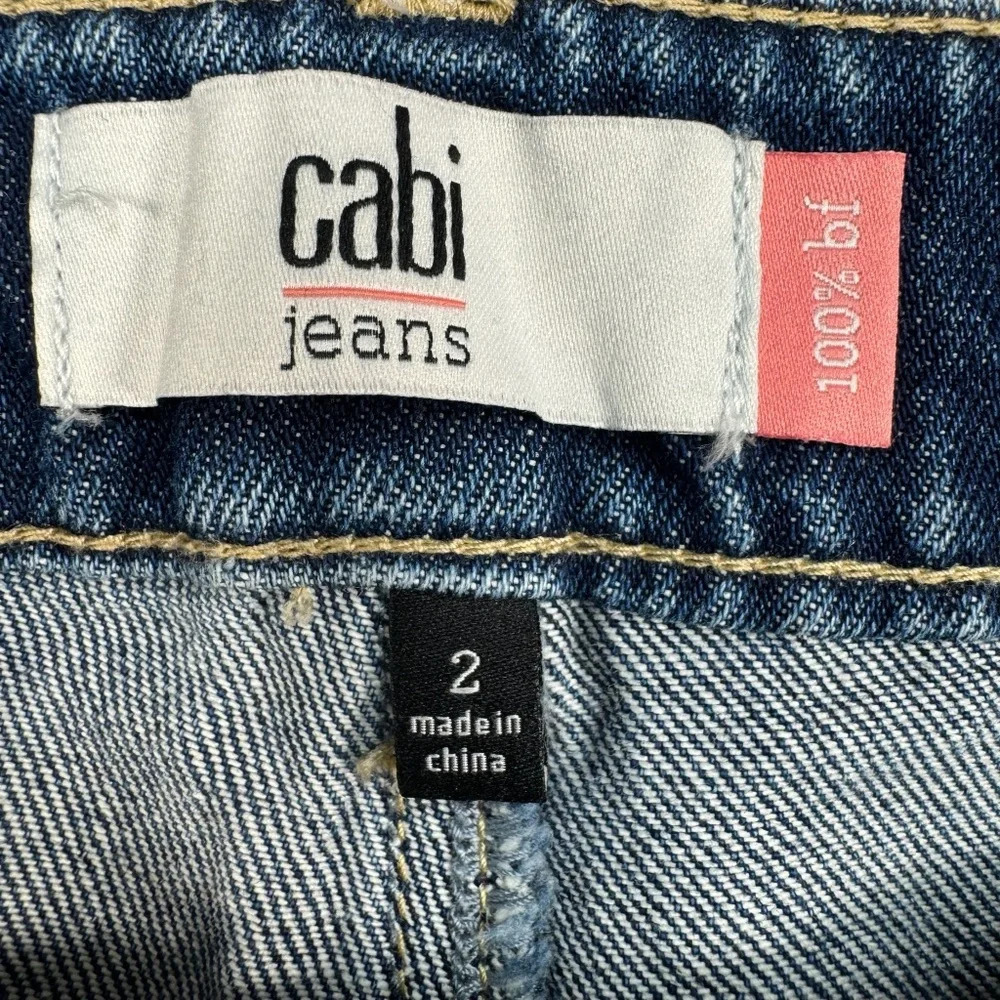 Cabi 100% Bf Straight Leg Jeans Womens Sz 2 Medium Blue Mid Rise Paint Splatter - Picture 5 of 13